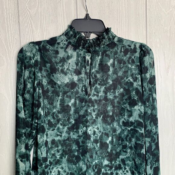 Allison Joy Green Sheer Long Sleeve Top Size Small - Picture 4 of 4